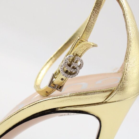 Pre-Owned Authentic Gucci Ilse Metallic Leather Heels in Gold IT Size 37.5 - Picture 10 of 15
